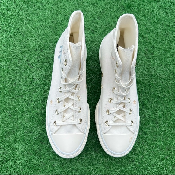 Converse Ctas Lift Platform High Top Vintage White / Cocoon Blue Tiny Tattoos - Picture 7 of 14